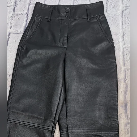 Wilfred Free Women's Faux Leather Pants Black High Waist Size 00 13"" Waist - Picture 8 of 15